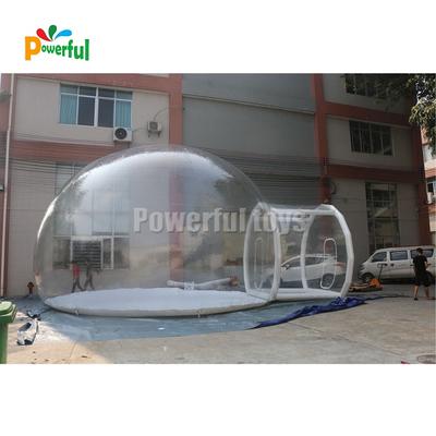 8m DIA outdoor camping transparent inflatable crystal bubble dome tent with tunnel